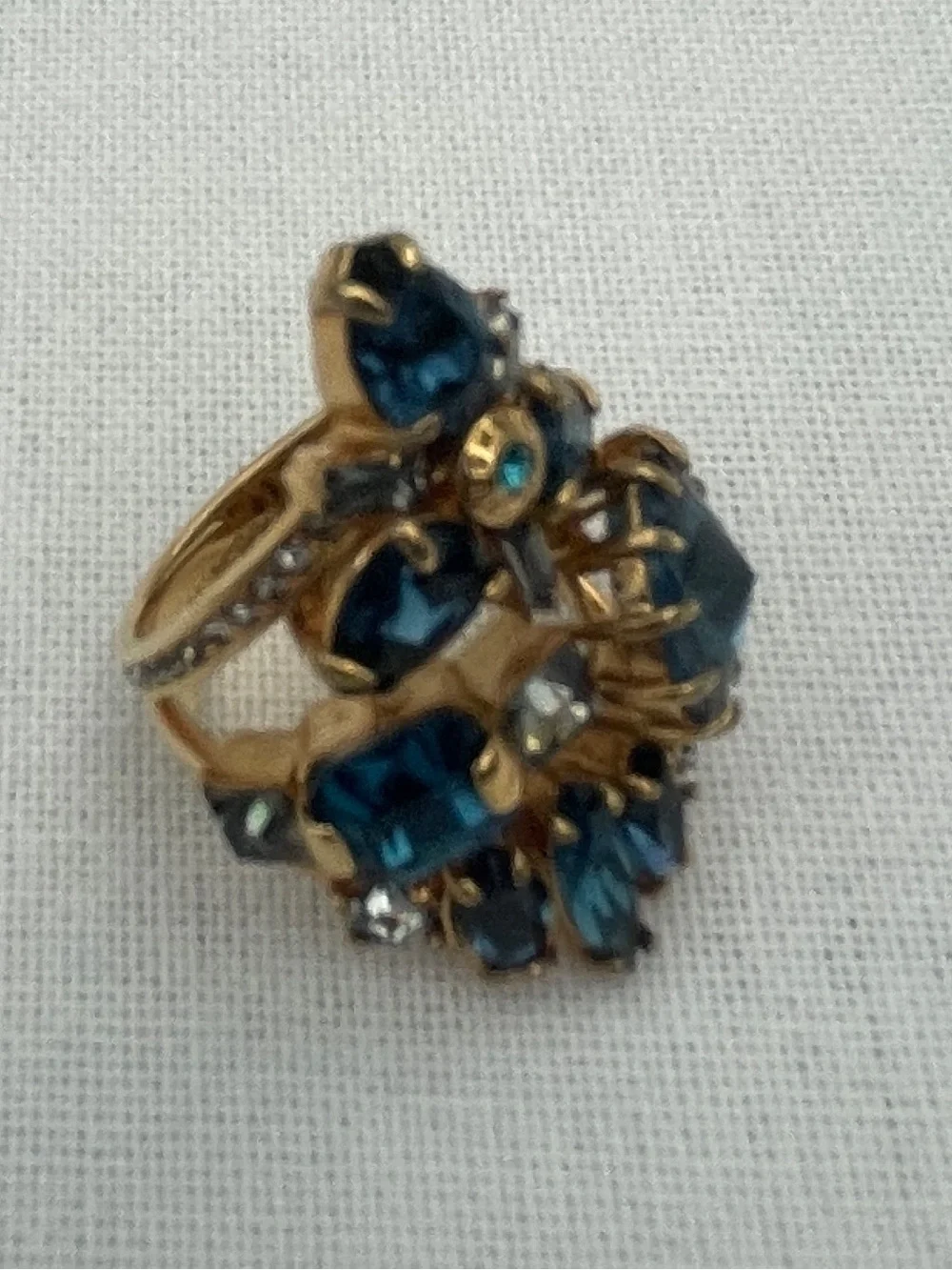 henri bendel Gold-Tone Ring with Deep Blue Stones